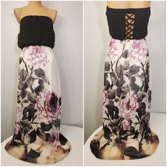 Emerald Sundae Dresses & Skirts - Emerald Sundae Floral Strapless Maxi Dress